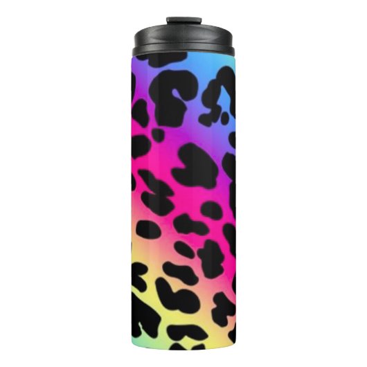 Rainbow Leopard Print Thermosbeker (Voorkant)