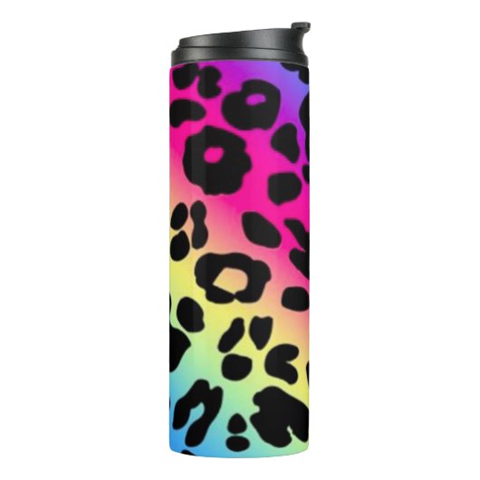 Rainbow Leopard Print Thermosbeker (Gedraaid links)