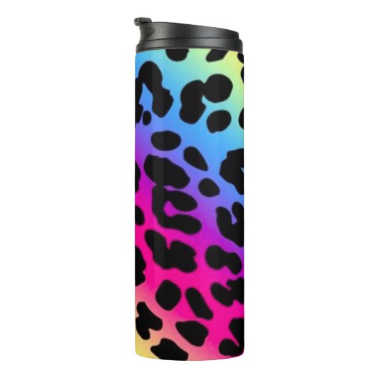 Rainbow Leopard Print Thermosbeker (Geroteerd rechts)