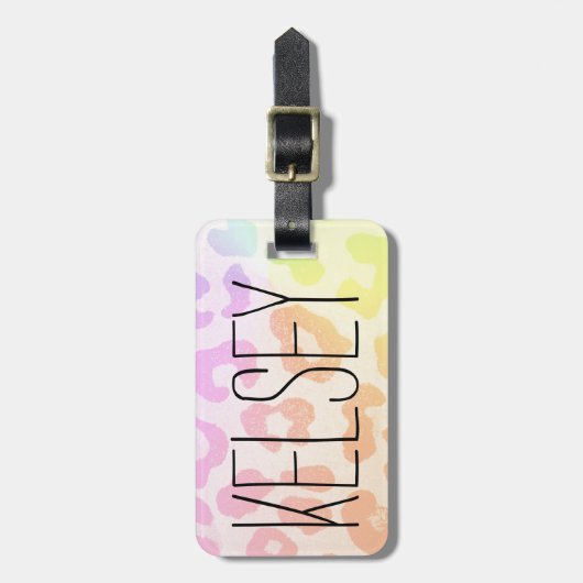 Rainbow Leopard Print Travel Bagagelabel (Voorkant verticaal)