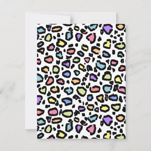 Rainbow Leopard print verjaardagsfeestje uitnodigi Kaart (Achterkant)