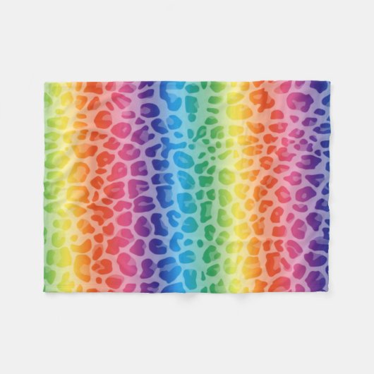 Rainbow leopard printpatroon fleece deken (Voorkant (Horizontaal))