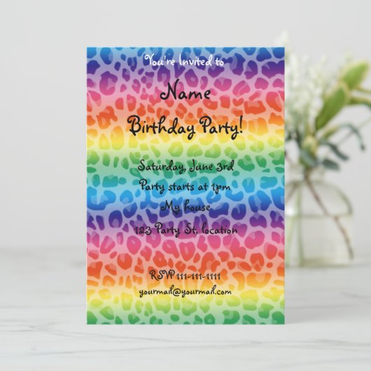 Rainbow leopard printpatroon kaart (Staand voorkant)