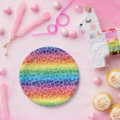 Rainbow leopard printpatroon papieren bordje (Feest)
