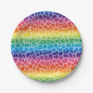 Rainbow leopard printpatroon papieren bordje