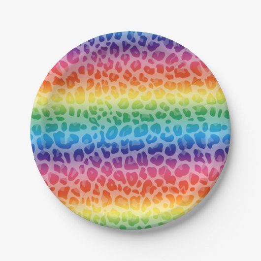 Rainbow leopard printpatroon papieren bordje (Voorkant)