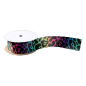 Rainbow Leopard Ribbon Satijnen Lint (Spoel)