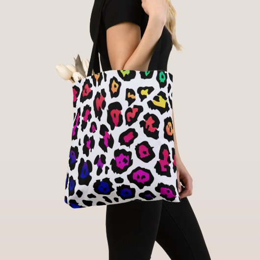 Rainbow Leopard Spots Pattern Tote Bag (Dichtbij)