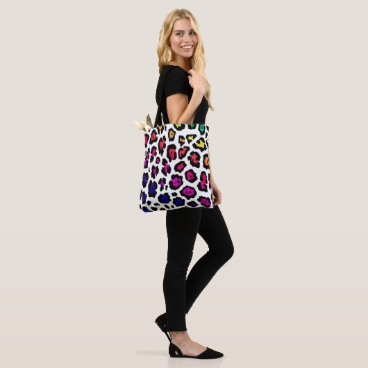 Rainbow Leopard Spots Pattern Tote Bag (Op model)
