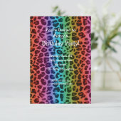 Rainbow leopard verjaardagsuitnodiging kaart (Staand voorkant)