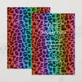 Rainbow leopard verjaardagsuitnodiging kaart (Voorkant / Achterkant)