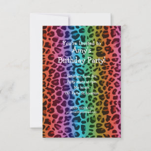 Rainbow leopard verjaardagsuitnodiging kaart