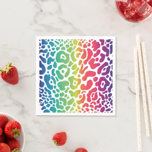 Rainbow Leopard White Background Napkins Servet (Insitu)