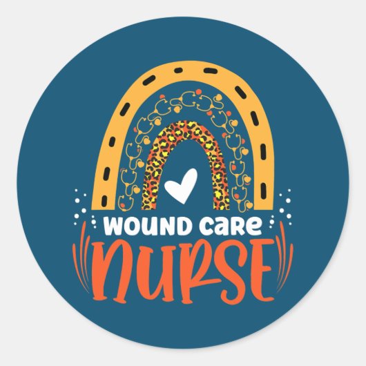Rainbow Leopard Wond Care Nurse Squad Nursing Ronde Sticker (Voorkant)
