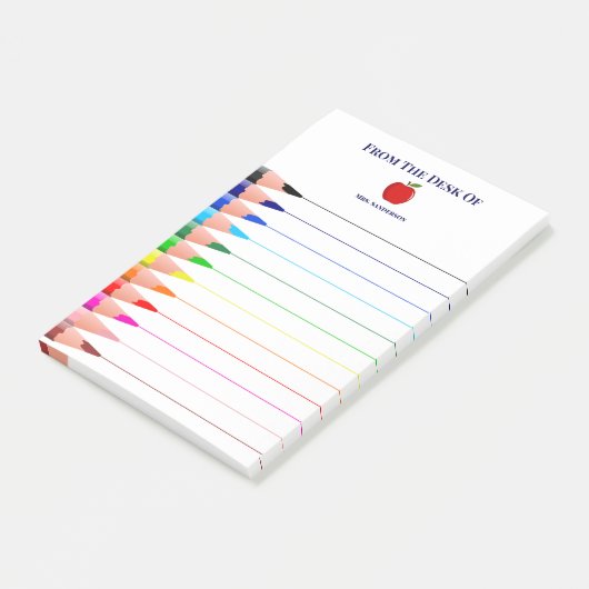 Rainbow leraar leraarsnaam Pencils Lined Post-it® Notes (Schuin)