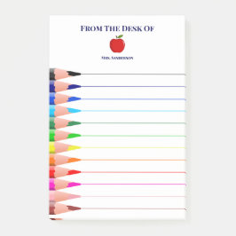 Rainbow leraar leraarsnaam Pencils Lined Post-it® Notes
