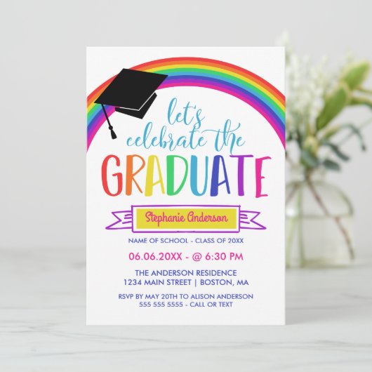 Rainbow Let's vieren de Afstuderen Kaart (Staand voorkant)
