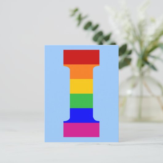 Rainbow Letter I Briefkaart (Staand voorkant)