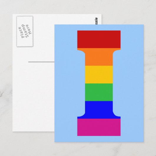 Rainbow Letter I Briefkaart (Voorkant / Achterkant)