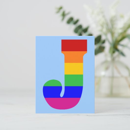 Rainbow Letter J Briefkaart (Staand voorkant)