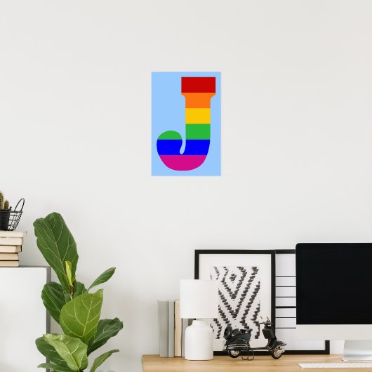 Rainbow Letter J Poster (Thuiskantoor)