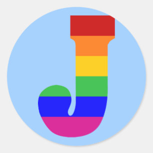 Rainbow Letter J Ronde Sticker