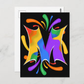 Rainbow Letter M Monogram Abstract Briefkaart (Voorkant / Achterkant)