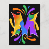 Rainbow Letter M Monogram Abstract Briefkaart (Voorkant)
