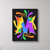 Rainbow Letter M Monogram Abstract Canvas Afdruk (Voorkant)