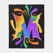Rainbow Letter M Monogram Abstract Fleece Deken (Voorkant)