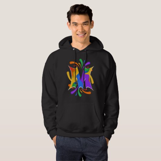 Rainbow Letter M Monogram Abstract Hoodie (Voorkant volledig)