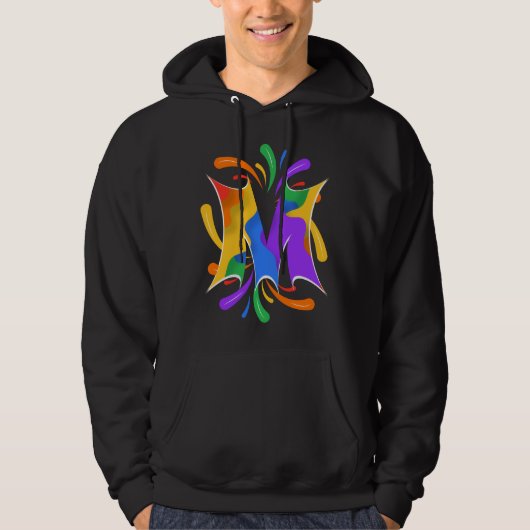 Rainbow Letter M Monogram Abstract Hoodie (Voorkant)
