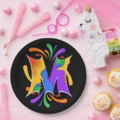 Rainbow Letter M Monogram Abstract Papieren Bordje (Feest)