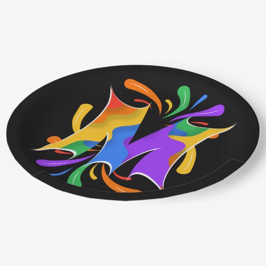 Rainbow Letter M Monogram Abstract Papieren Bordje (Gekanteld)