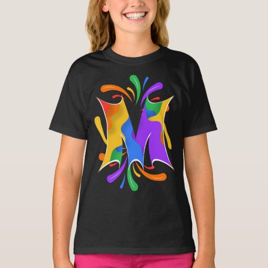 Rainbow Letter M Monogram Abstract T-shirt (Voorkant)