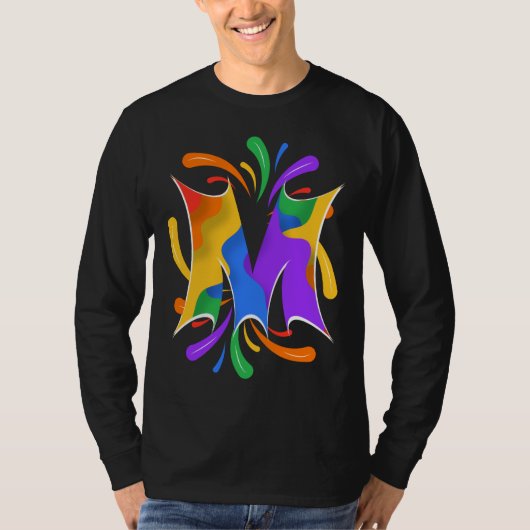 Rainbow Letter M Monogram Abstract T-shirt (Voorkant)