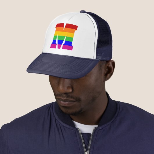 Rainbow Letter M Trucker Pet (In situ)