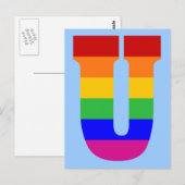 Rainbow Letter U Briefkaart (Voorkant / Achterkant)