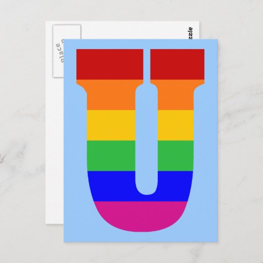 Rainbow Letter U Briefkaart (Voorkant / Achterkant)