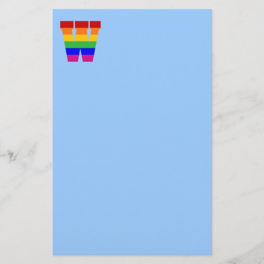 Rainbow Letter W Briefpapier (Voorkant)