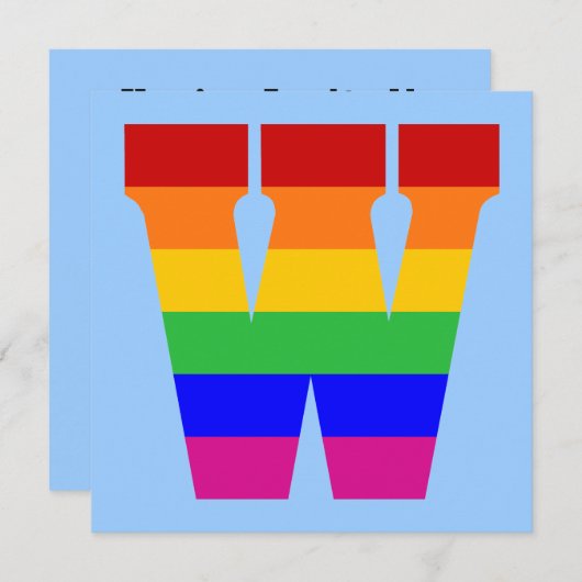 Rainbow Letter W Kaart (Voorkant / Achterkant)