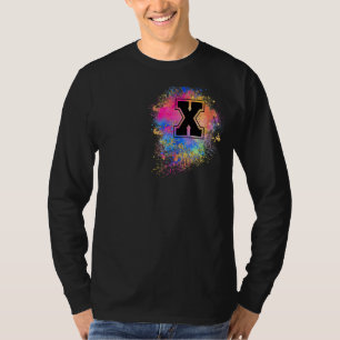 Rainbow Letter X Initiaal Monogrammen kleurrijk ro T-shirt