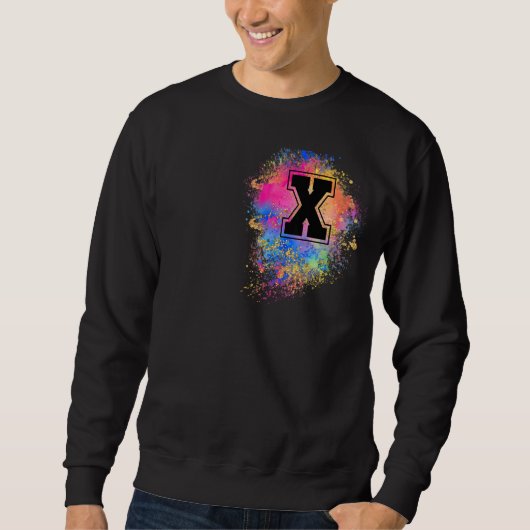 Rainbow Letter X Initiaal Monogrammen kleurrijk ro Trui (Voorkant)