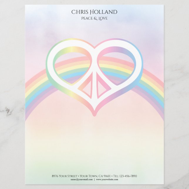 Rainbow Letterhead, Peace & Love Rainbow Briefhoofd (Voorkant)