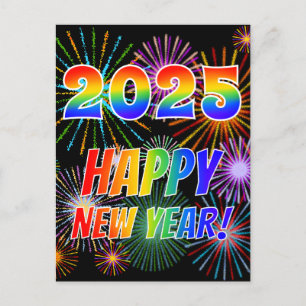 Rainbow Letters "2025" + "HAPPY NEW YEAR!" Briefkaart