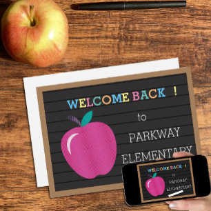 Rainbow Letters Apple Back 2 School Digital Invite Kaart