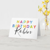 Rainbow Letters Eenvoudige Stijl Gepersonaliseerde Kaart (Gele Bloem)