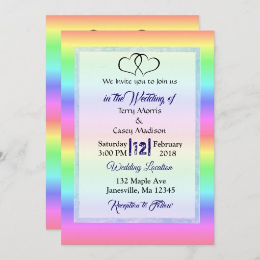 Rainbow LGBT bruiloft uitnodigingen (Voorkant / Achterkant)