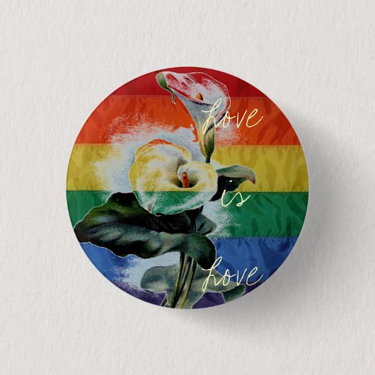 Rainbow LGBT Flag Calla Lily Love Ronde Button 3,2 Cm (Voorkant)