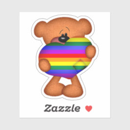 Rainbow LGBT Gay Pride Teddy Bear Liefde Hart Sticker